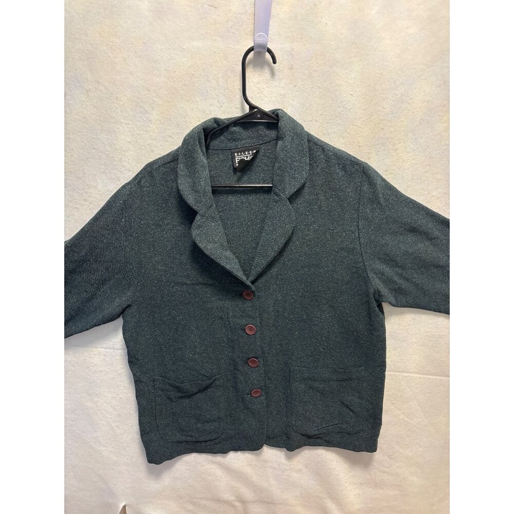 Eileen Fisher Womens Blazer Size 2 Gray Rayon Silk Wool Blend